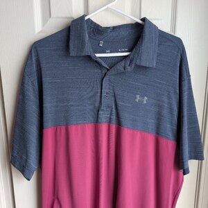 Men XL Under Armour Eggplant and Gray Polo